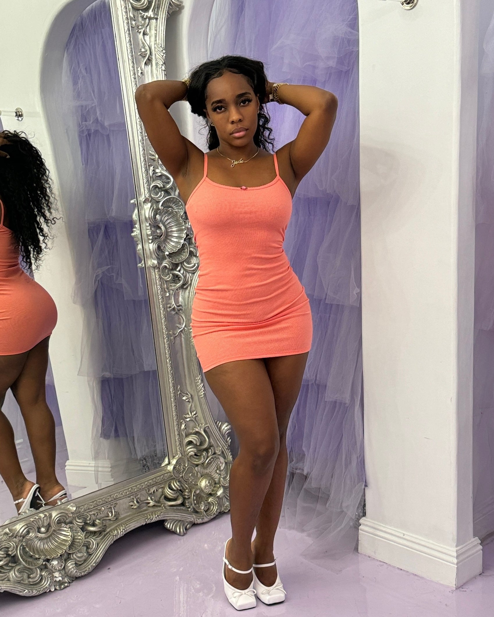 coral pink mini dress Cami : Mini Dress (Coral)