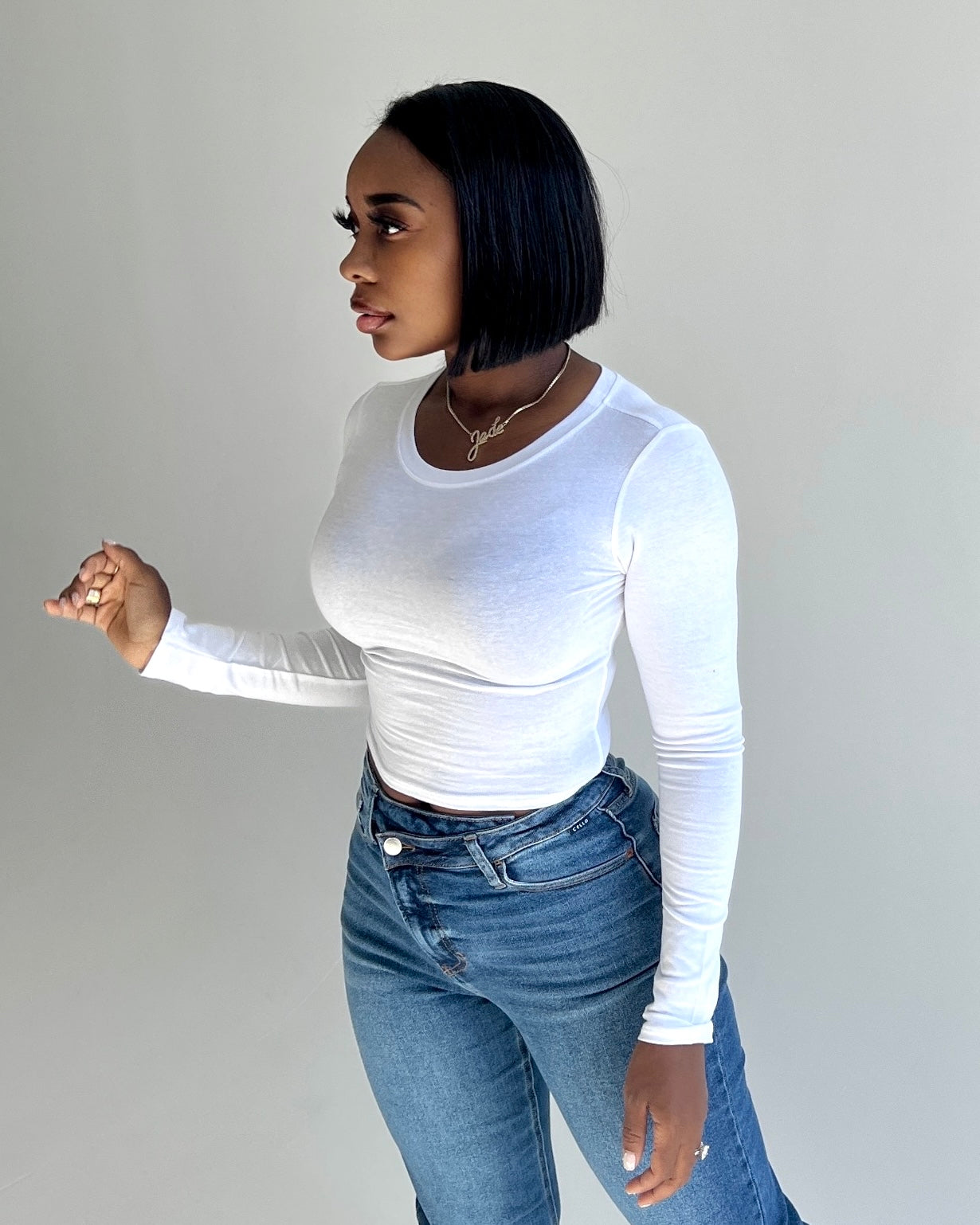 BAEsics : Long Sleeve Crewneck Crop Top