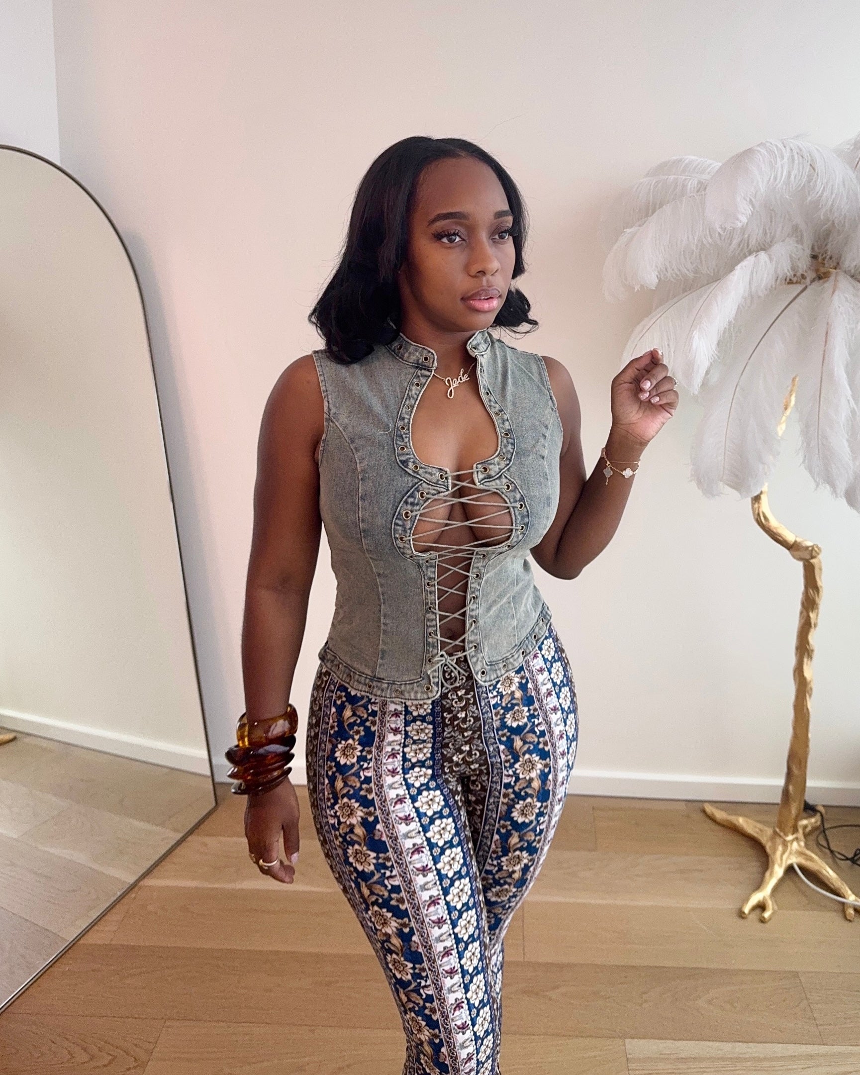 Mind Games : Light Denim Top