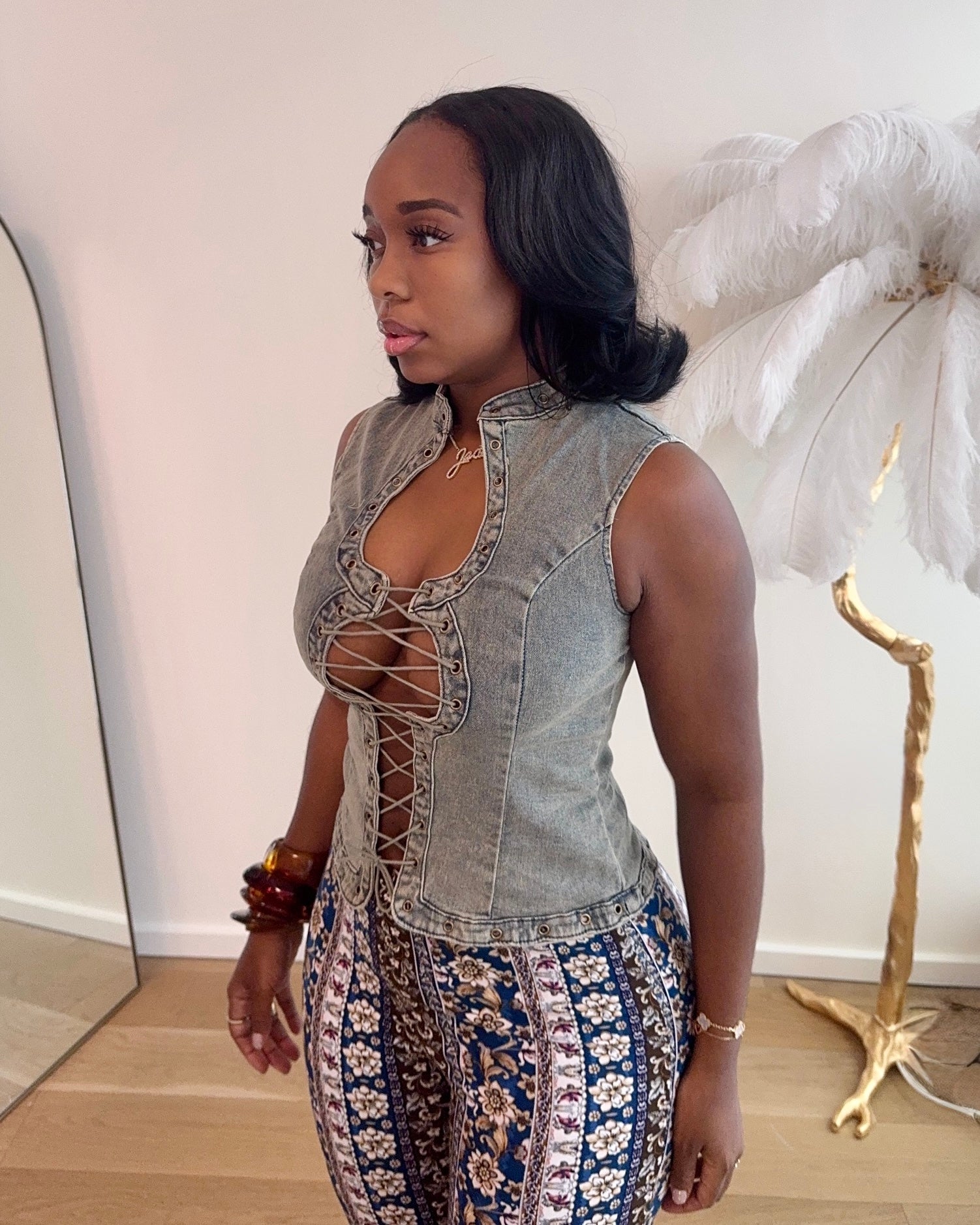 Mind Games : Light Denim Top