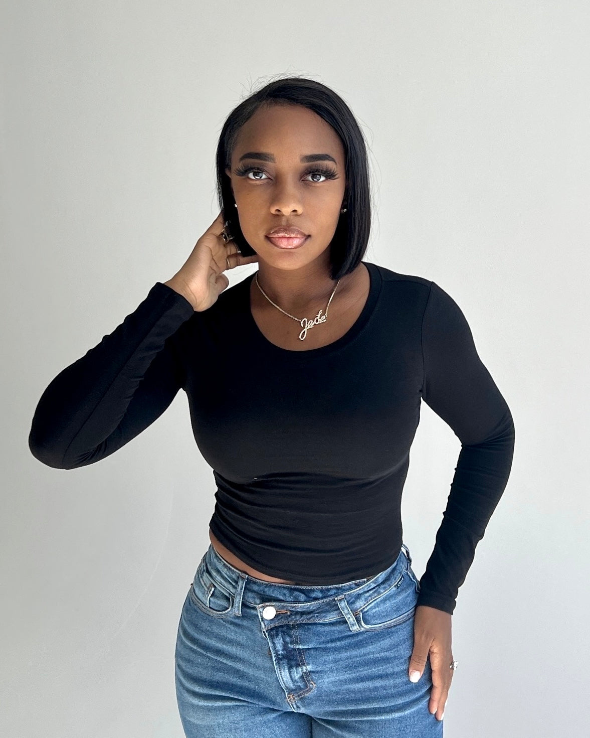 BAEsics : Long Sleeve Crewneck Crop Top