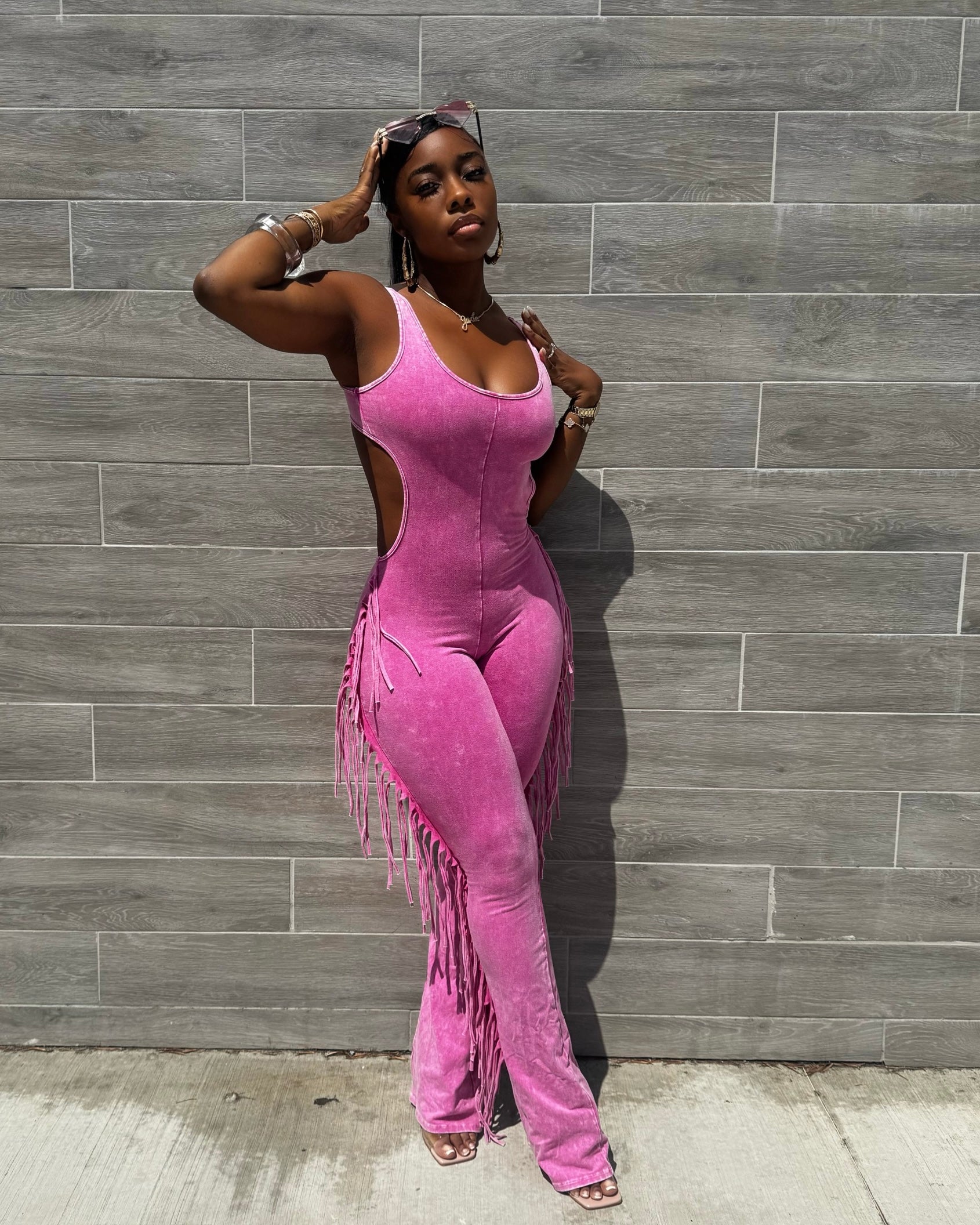 Fringe Fever : Jumpsuit (LIMITED) Pink