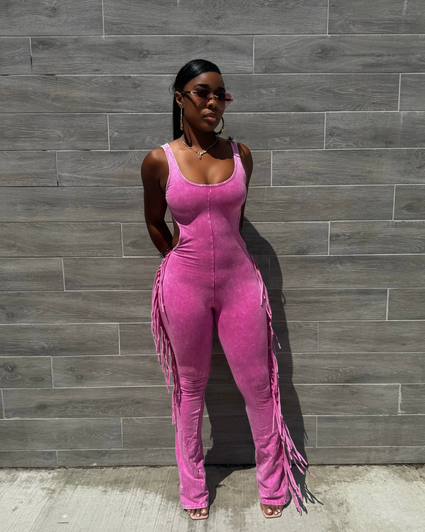Fringe Fever : Jumpsuit (LIMITED) Pink