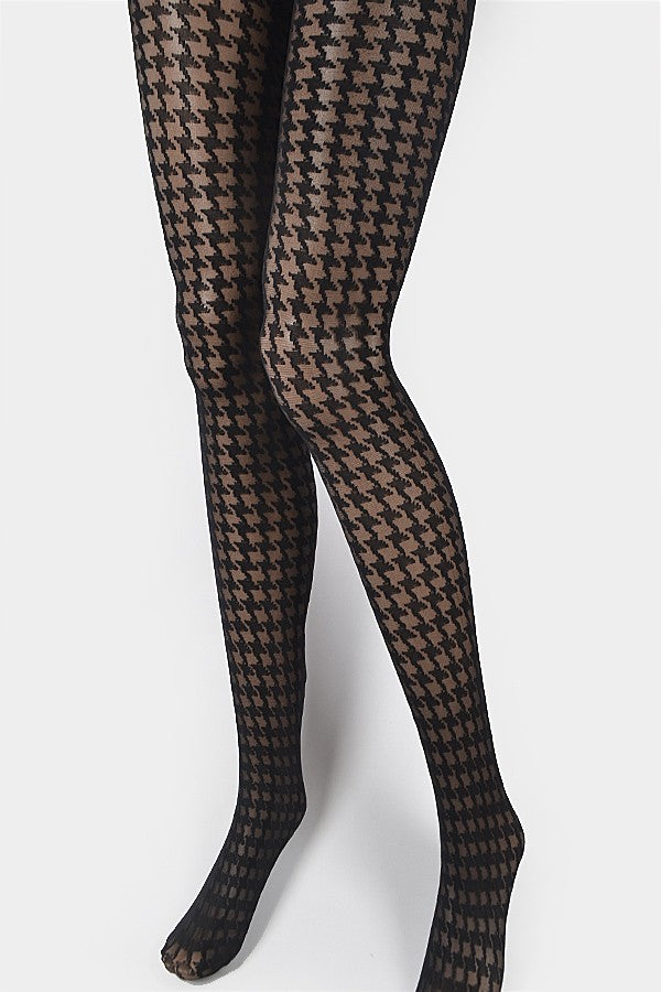 Black/White Houndstooth Print QUEEN SIZE Leggings