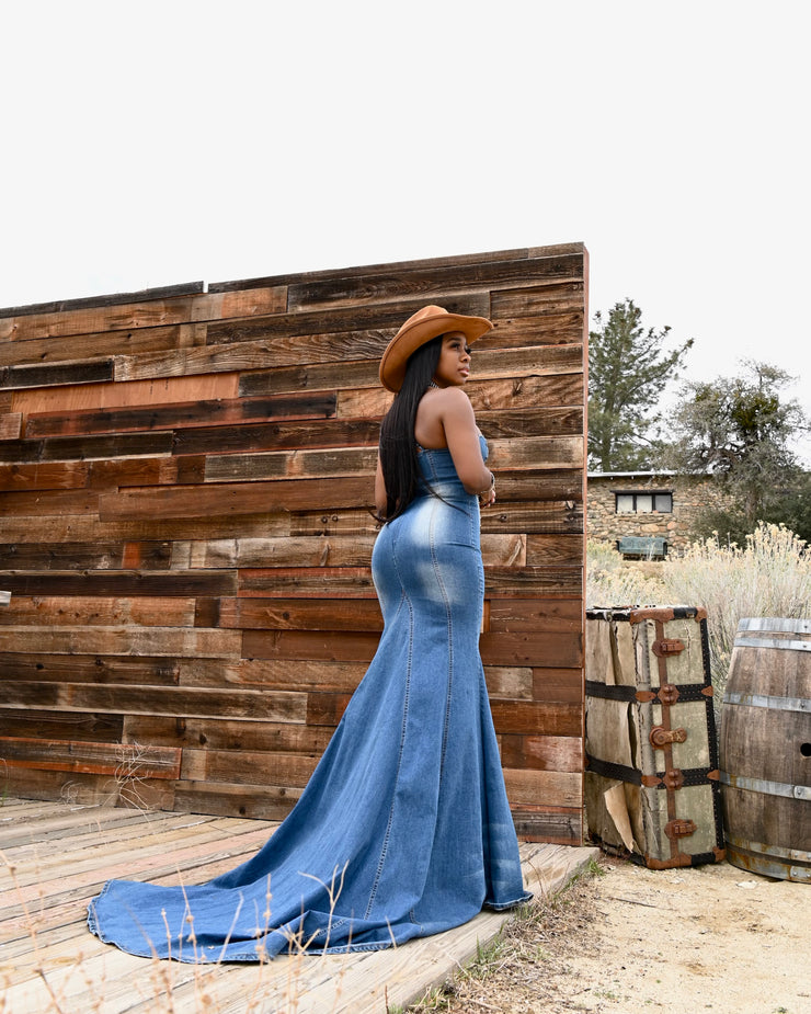 Texas Baddie :  Denim Gown