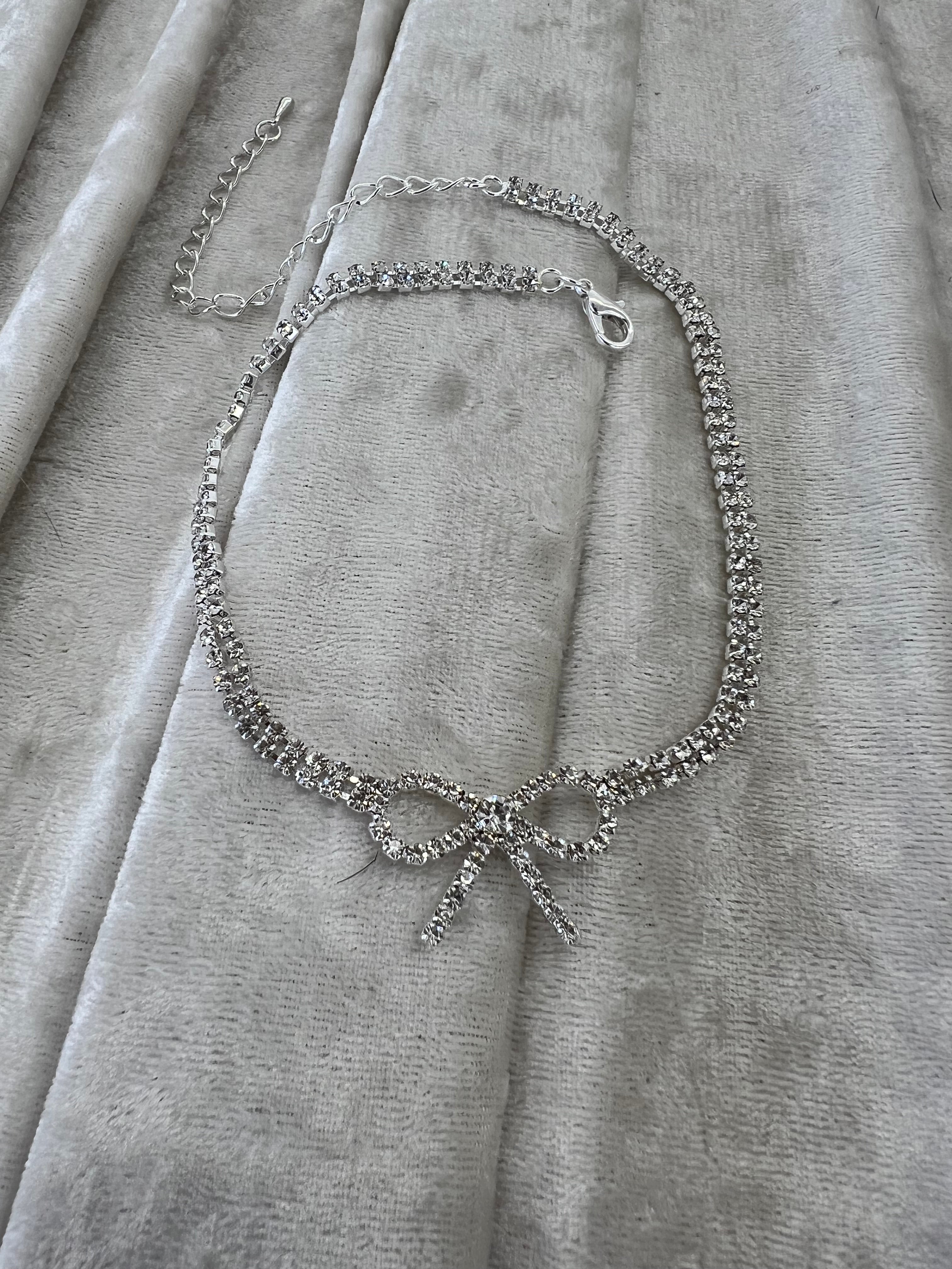 Rhinestone Bow Chocker