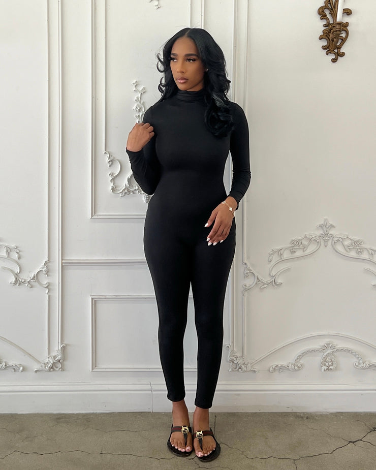 Elevated BAESICS : High Neck Jumpsuit : (Black)