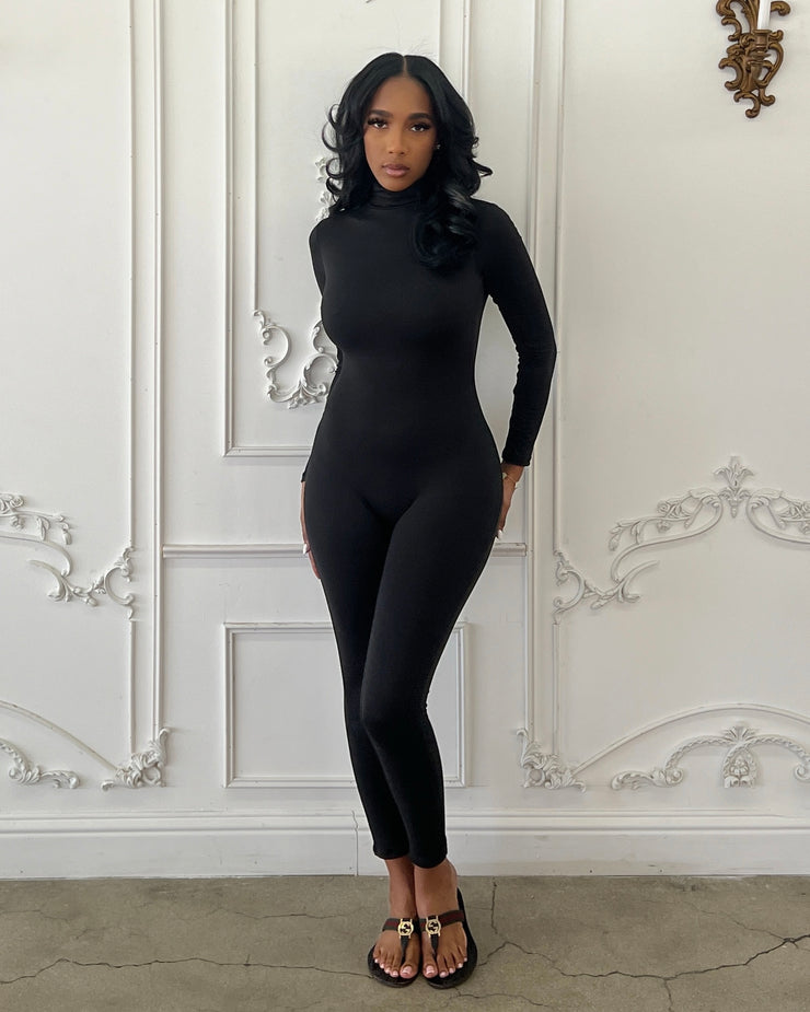 Elevated BAESICS : High Neck Jumpsuit : (Black)