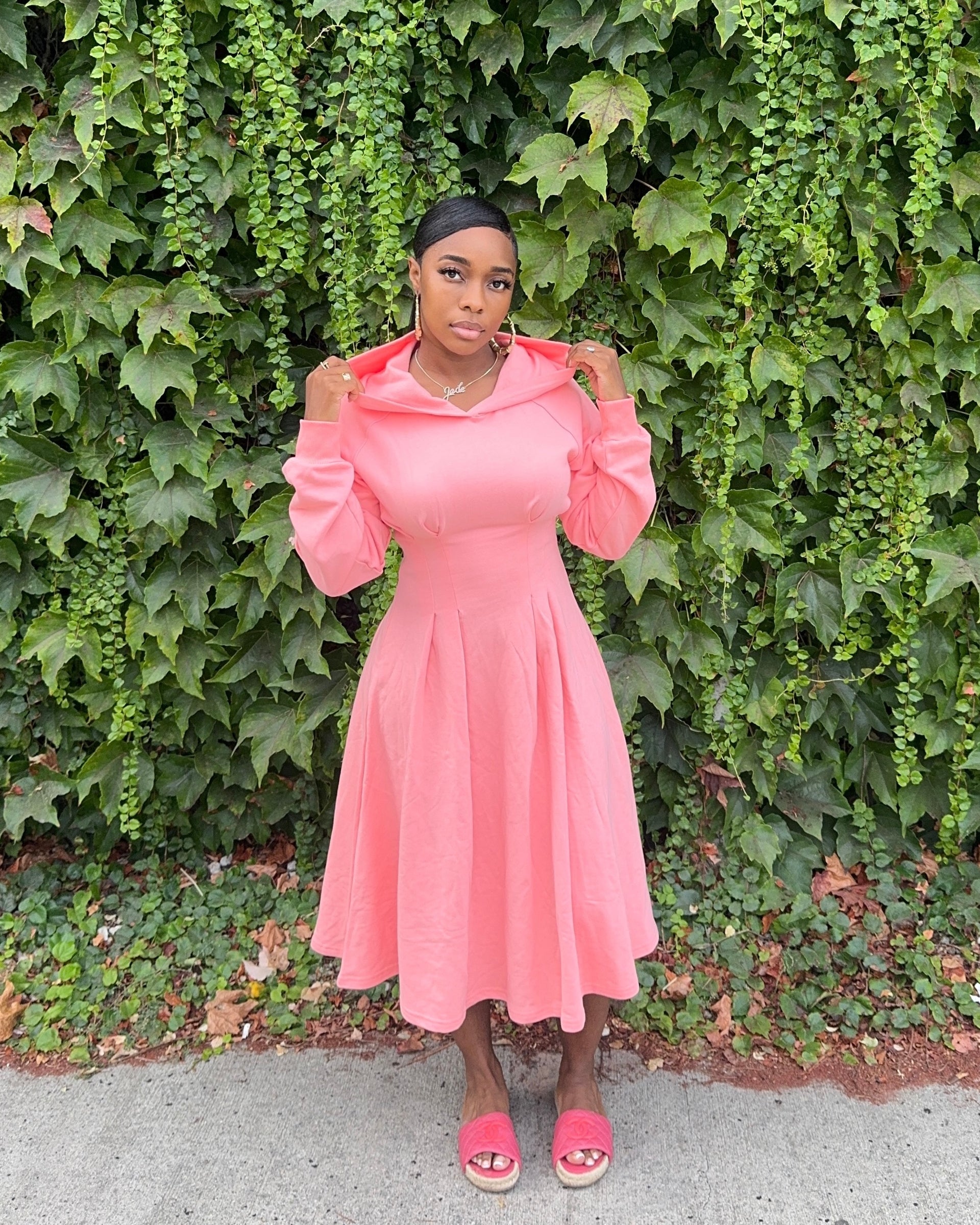 stylish midi dress Street Chic : Midi Dress (Peach)