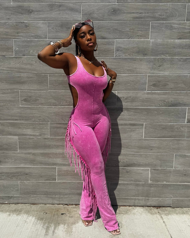 Fringe Fever : Jumpsuit (LIMITED) PINK