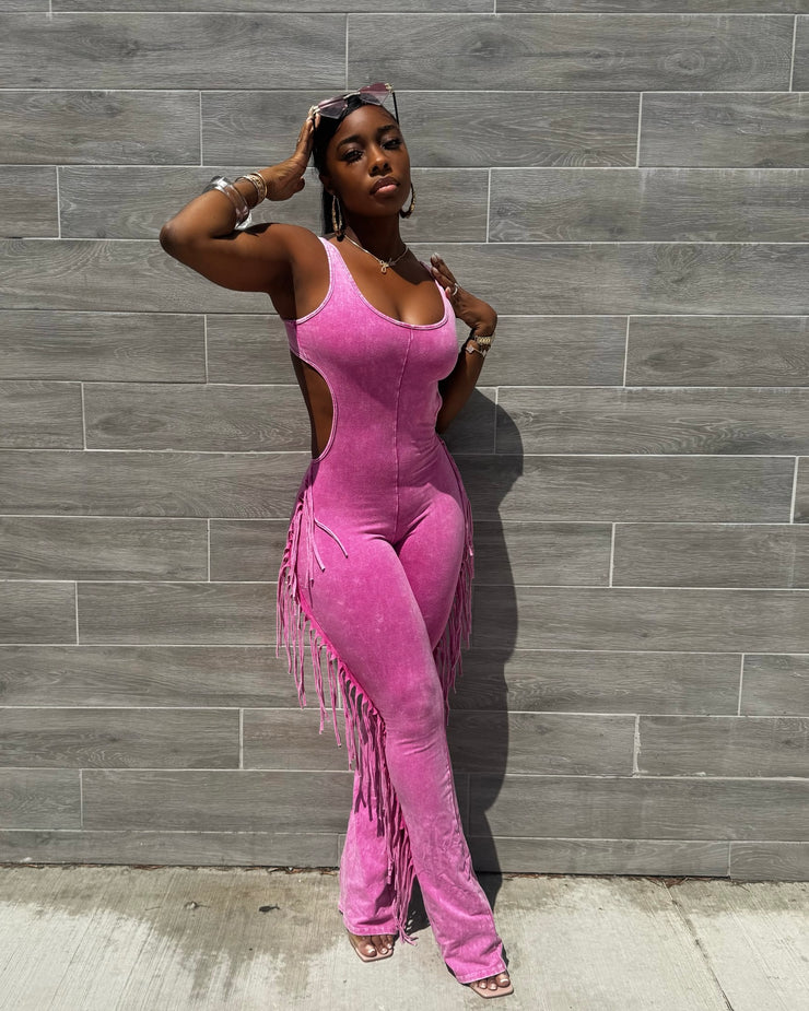 Fringe Fever : Jumpsuit (LIMITED) PINK