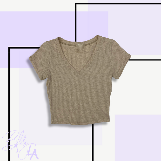 BAEsics : Short Sleeve V Neck Cropped